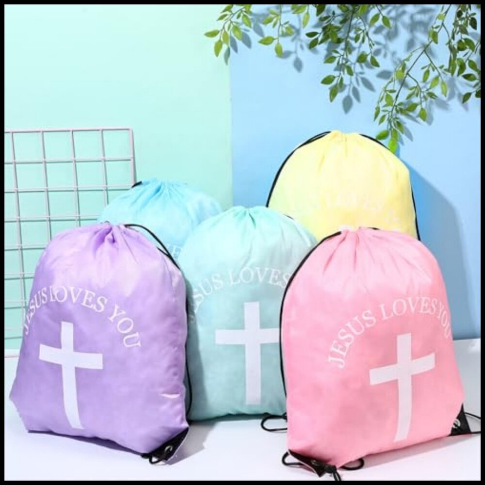 Pastel Drawstring Backpack Bulk Set Religious Gif… - image 6